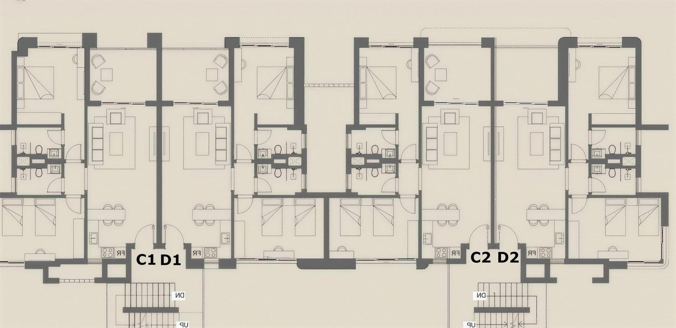 Floor plan layout for Coral Apartments C1 & D1 at Coral Coves